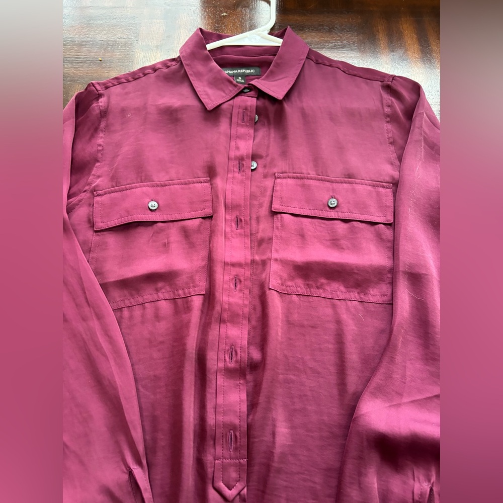 Banana Republic Women’s Deep Burgundy over-size Button Down Shirt